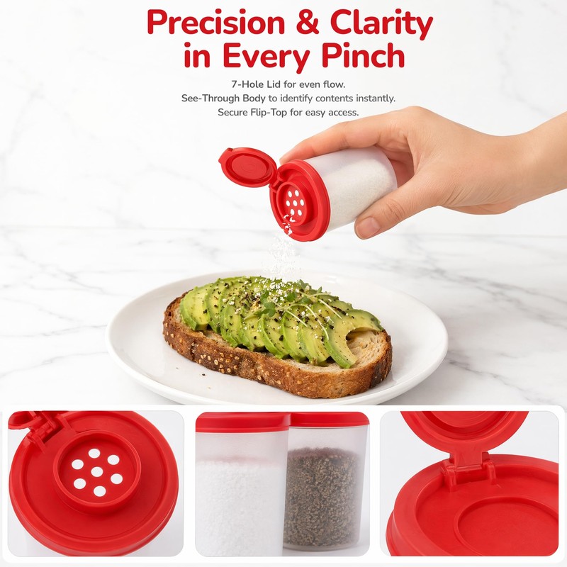 2Pcs Plastic Salt and Pepper Shakers Moisture Proof Spice Dispenser