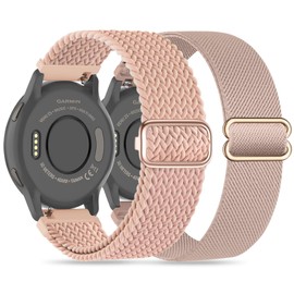 Wizvv 18 mm Braided Loop & Elastic Nylon Wristband, Compatible with Garmin Venu 3S/Venu 2S/Vivomove 3S/Vivoactive 4S, Stretchy Nylon Bracelet for Forerunner 255S/265S Men Women