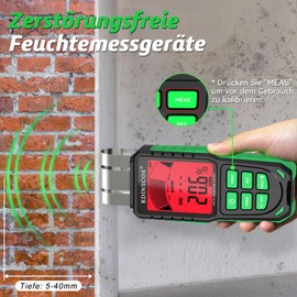 Moisture Meter Non-Destructive Moisture Meter for Walls 5-40 mm Analysis Depth Carpet Moisture Meter with Colour LCD and Acoustic Alarm Suitable for Concrete, Plaster, Cement, Wood