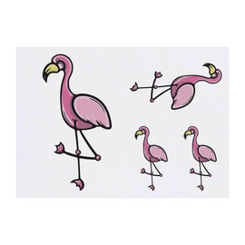 4 x 'Flamingo' Temporary Tattoos - Water Resistant, Skin-Safe, Non-Toxic Transfers, Mixed Sizes (TO00036013)