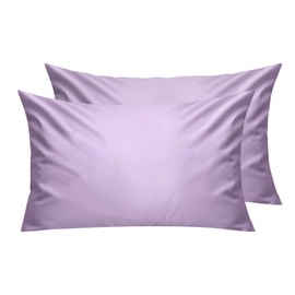 Lirex 2 Pack 300 Thread Count 100% Cotton Cushion Covers Comfortable and Breathable 40 x 80 cm Purple
