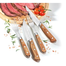 Zassenhaus Steak Cutlery Set of 2 with Pakka Wood Handles, Steak Cutlery Set in Wooden Gift Box