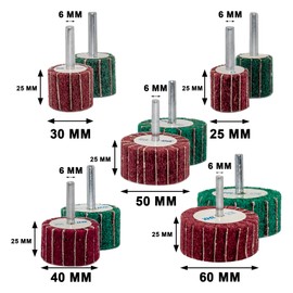 FEIHU Pack of 10 Sanding Mop Set/Flap Sander/Flap Sander, Fleece Abrasive Polishing Discs, Polishing of Metal, Wood, Stainless Steel, Shaft Diameter: 6 mm