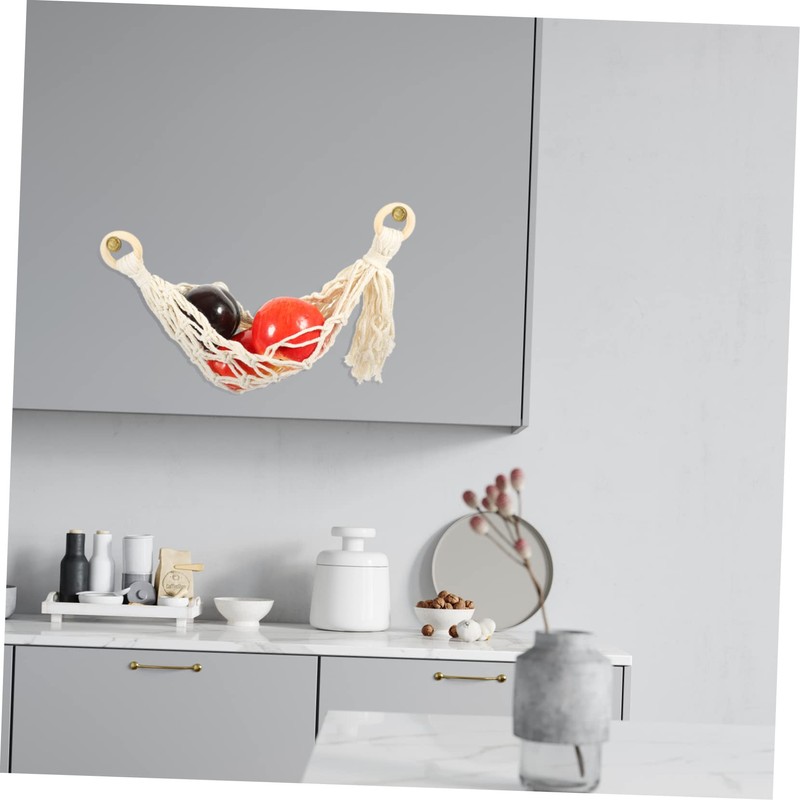 Ciieeo 3sets Rope Woven Fruit Vegetable Hammock Storage Bag for