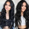 JOLNVCA Long Wavy Black Wigs for Women Middle Part lace