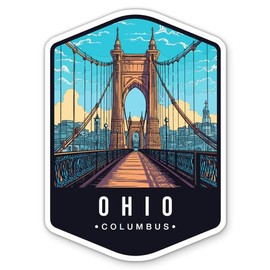 Ohio State Badge Travel Vinyl Sticker - for Water Bottle Phone Car Tumbler Laptop - Waterproof - 4"