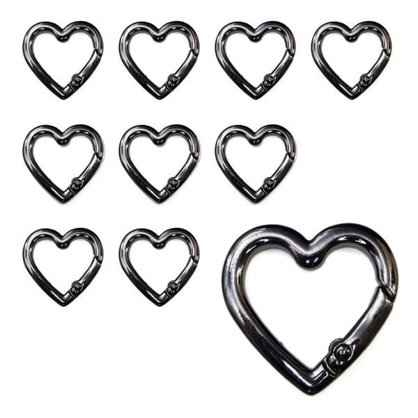 Sparkling Puffy Round Heart Carabiner, 10 Pieces, Small, Stylish, Keyring,