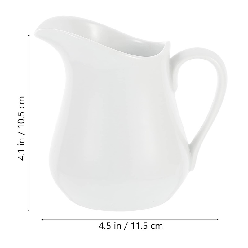 White Ceramic Creamer with Handle Coffee Milk Creamer Pitcher Serving
