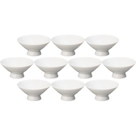 Set of 10, White Depth 0.8 inches (2.0 mm) Flat [6.6 x 3 cm] | Cup