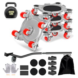 3300 lbs Load Capacity-Furniture Dolly, Carbon Steel Panel Furniture Movers with 5 Wheels, Locking 360° Swivel Rubber Casters, Furniture Lifter, Heavy Duty Furniture Sliders, Easily Move Furniture