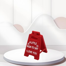 DWENT "A LITTLE SIGN TO SAY I Love You" Signboard - Romantic Red Plastic Token for Her/Him, 5.6cm x 3.8cm Thoughtful Gift for Dates, Anniversaries & Valentine's Day - Boyfriend/Girlfriend Present Idea