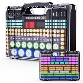 Tututry Battery Organizer Storage Holder Box Case with Tester, Ultra-Large 262+ Batteries Container with Double-Sided, Holds AA AAA 4A 23A C D Cell 9V 3V Lithium 4LR44 CR3 CR123A 18650 (Black)