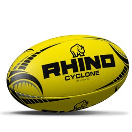 Rhino Cyclone Rugby Ball, Fluo Yellow, Size 4