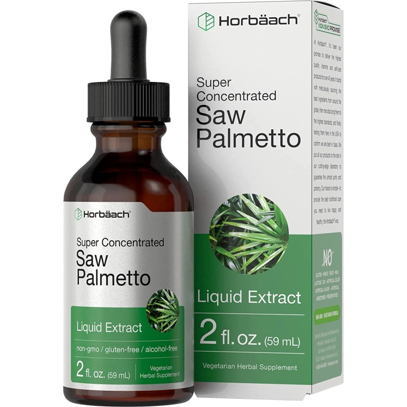 Horbaach Saw Palmetto Liquid Extract, Alcohol-Free Herbal Supplement, 2oz