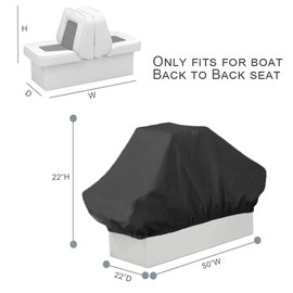 Canvas Boat Seat Cover Back to Back Double Seat Storage Cover, Waterproof Marine Seat Protector, Heavy Duty, 50" L x 22" W x 22" H