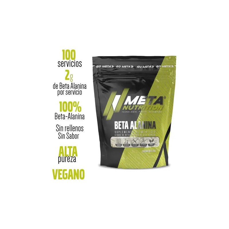 Beta Alanina Meta Nutrition 200grs 100 Serv Sin sabor