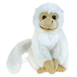 DolliBu Plush Squirrel Monkey Stuffed Animal - Soft Fur Huggable White Monkey Playtime Zoo Plush Toy, Cute Jungle Animal Cuddle Gift, Super Soft Plush Toy for Kids & Adults - 12.5″L x 4″W x 6.5″H