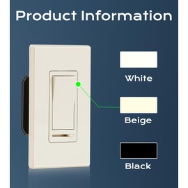 CLOUDY BAY in Wall Dimmer Switch for LED Light/CFL/Incandescent,3-Way Single Pole Dimmable Slide,600W max Incandescent,150W max Dimmable LED/CFL, Cover Plate Included,Almond,2 Pack