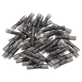 sourcing map 50Pcs Heat Shrink Butt Connector, Crimp Connectors Waterproof Marine Automotive Wire Crimp Terminals 14-12AWG Black