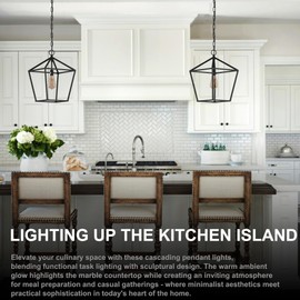 Black Farmhouse Chandelier RC Ceiling Light Fixture 1-Light Hanging Pendant Light for Kitchen Island, Metal Cage Entryway Fixture with Adjustable Chain, Vintage Industrial Ceiling Lighting Fixture