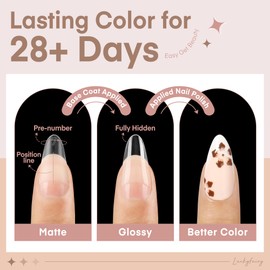 Almond Gel x Nail Tips Double Sided Matte Medium Almond Nail Tips Half Cover 240pcs for Almond Shape Fake False Acrylic Press On Nails 12 Sizes for Gel Nail Extentions, Luckyfairy