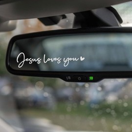 HJZHII 3x "Jesus Love You" Car Rear View Mirror Stickers, Rearview Mirror Decal Car Window Decals Affirmation Reminder Sticker Laptop Bumper Sticker for Him Women Water Bottle Laptop Accessories Gifts