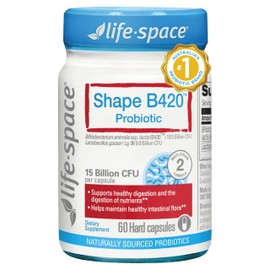 Life-Space Probiótico, Shape B420 Probióticos Suplemento para mujeres, hombres y adultos, apoya una digestión saludable, 60 cápsulas                  