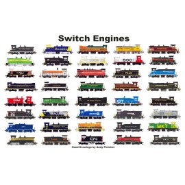Switch Engines 11"x17" Railroad Laminated Placemat Andy Fletcher