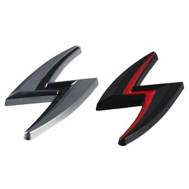BYOBYO 2PCS 3D S Lightning Emblem Badge Metal Letter S Car Emblem Decals 2.83x1.57inch Lightning Shape Car Logo Auto Fender Door Stickers Self-Adhesive Decals Decoration