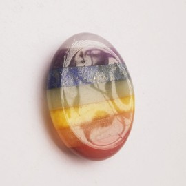 Bacatgem 1 Pcs Natural 7 Chakra Crystal Thumb Worry Stone,Stress Relax Healing Reiki Crystal Pocket Palm Stones