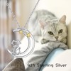 YEESIA Cat Necklace Sterling Silver Kitty Cat Necklace Crescent Moon