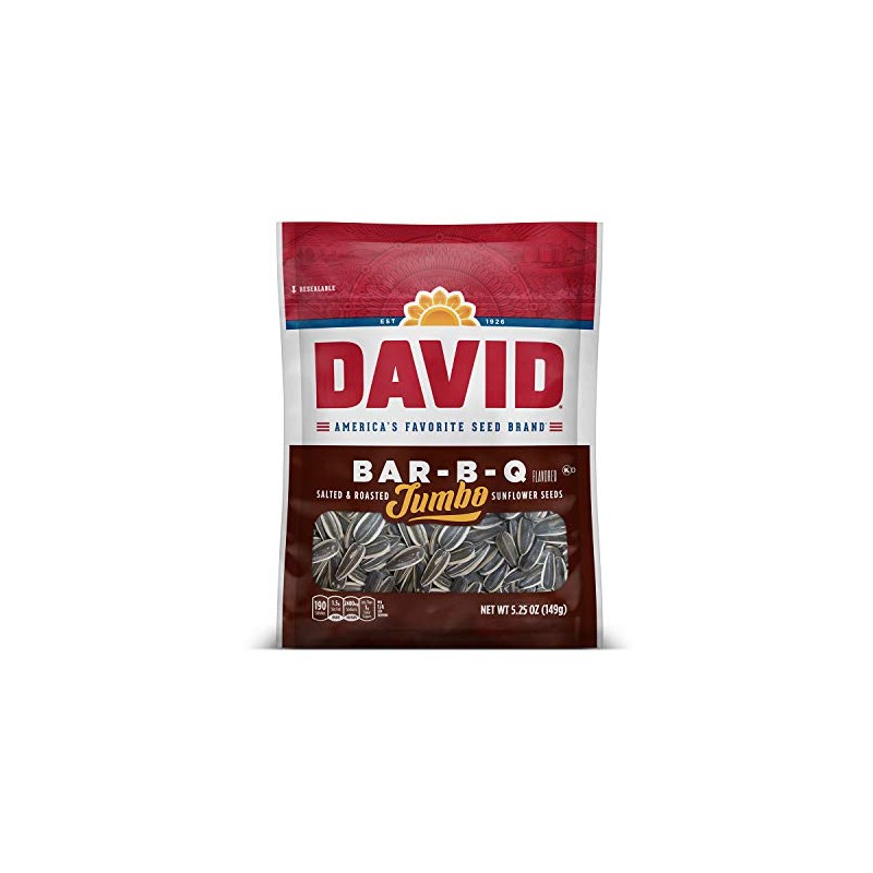 DAVID Roasted and Salted Bar-B-Q Jumbo Sunflower Seeds, Keto Friendly,