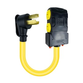 Power Convert Adapter Compatible with NEMA 10-50P to 4X 5-20R/15R with 20 Amp Circuit Breaker, 220/250V Electrical Stove/Range/Oven Male Plug Gas 110/125V