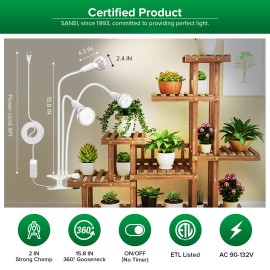 SANSI LED Grow Light Full Spectrum For Indoor Plants Hydroponics Growing Lamp - 3 heads