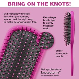 The Knot Dr. hair brush by Conair - Detangling hair brush - Removes Knots and Tangles in wet or dry Hair - hair brushes for women - Pink
