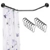 Adjustable Black Corner Shower Curtain Rod with 12 Hooks, 31-41