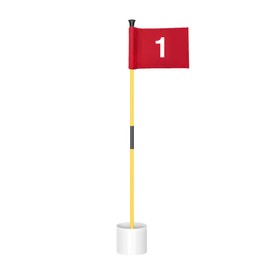 KINGTOP Miniature Golf Flagstick, Practice Putting Green Flags for Yard, Golf Pin Flag Hole Cup Set, Portable 2-Section Design, 3ft Flagpole, Red Flag Numbered #1, Indoor | Outdoor