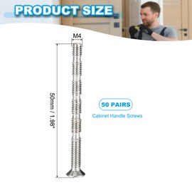 PATIKIL Pan Head Machine Screws Cabinet Handle Screws M4x50 50pcs Breakaway Screws Plus Drive Flat Counter Sink Head Fixed Cutting Slots Articulated Bolt Drawer Handle Lever