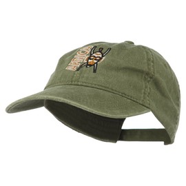 Africa Mask Embroidered Washed Pigment Dyed Cap - Olive Green OSFM