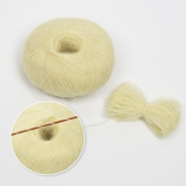 Pretty Jolly 2 Skeins Soft Mohair Yarn, Fluffy & Fuzzy, Luxurious & Thin, Slik Wool Blend Yarn for Crochet & Knitting, Total 20g×2, 300m×2 (Tender Yellow)