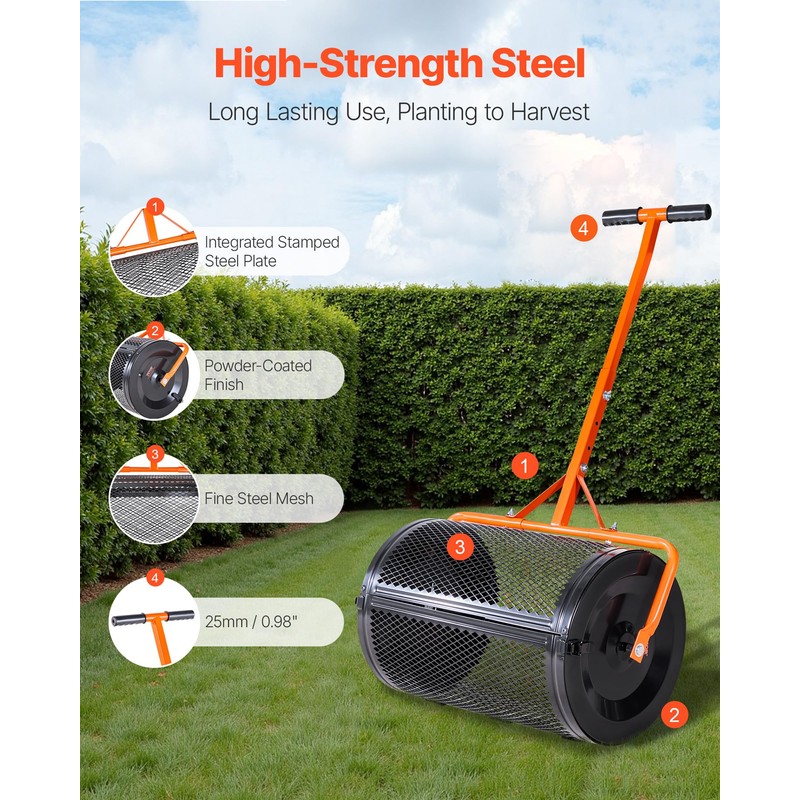 VEVOR Compost Spreader, 24 in Wide Peat Moss Spreader with