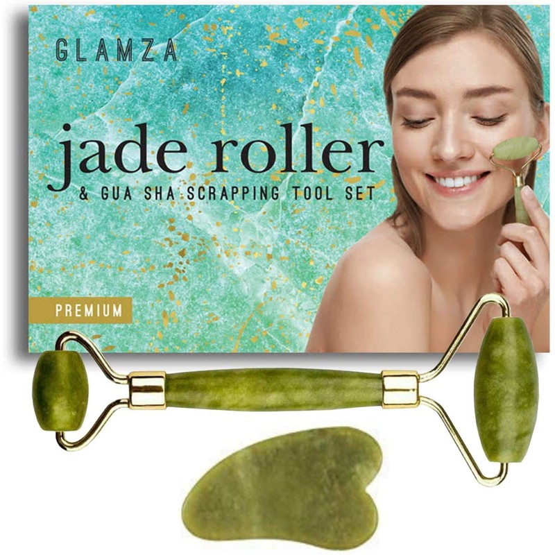 Jade Face Roller - GLAMZA Double Ended Facial Roller &