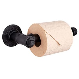 Livabber Rustic Style DIY Wall Mount Toilet Paper Holder - Industrial Iron Pipe Roll Tissue Holder for Bathroom Hallway Warehouse and Kitchen - 1 Pack (Black)