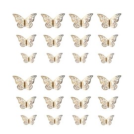 PAITOK 3D Butterfly Wall Stickers for Kids Bedroom, 24PCS in 3 Sizes Butterfly Wall Decals for Home Decor Wedding Party Decoration(Silver)