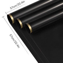 WRAPAHOLIC 20 Sheets Flower Wrapping Paper - 22.4 x 22.4 inch Black with Gold Edge Water-Resistant Floral Bouquet Wrapping Paper, Florist Supplies Packaging Paper for Wedding Birthday Gift DIY