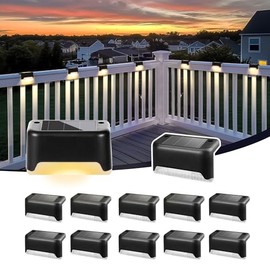 Solar Deck Lights Outdoor Waterproof 12Pack, Solar Step Lights Led Solar Powered Lights for Outdoor Stairs, Step, Fence, Yard, Patio, and Pathway(Warm White)