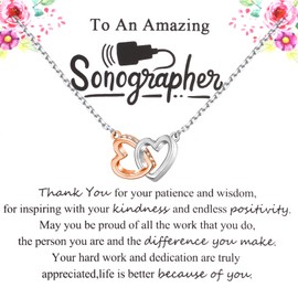 WSNANG Sonographer Necklace Sonographer Gifts Sonography Jewelry Ultrasound Tech Gifts Sonography Medical Thank You Gift(dheart nc)