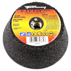 Forney 72375 Grinding Cup Wheel, Type 11 Flared Metal with 5/8-Inch-11 Threaded Arbor, A16Q, 5-Inch-by-2-Inch
