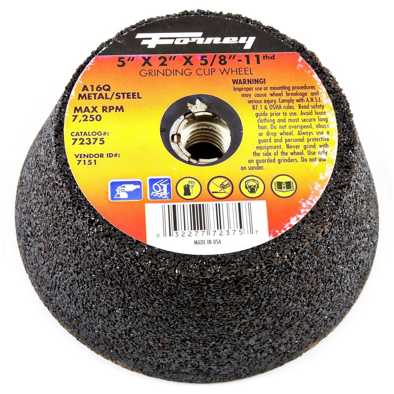 Forney 72375 Grinding Cup Wheel, Type 11 Flared Metal with