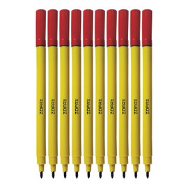 ZOFAX Felto Felt Tip Colouring Pens, RED, Fine Point, Pack of 10, Felt Tip Pens for School Office Home Everyday Use, Ideal for Draw Sketch Write Mark Colour